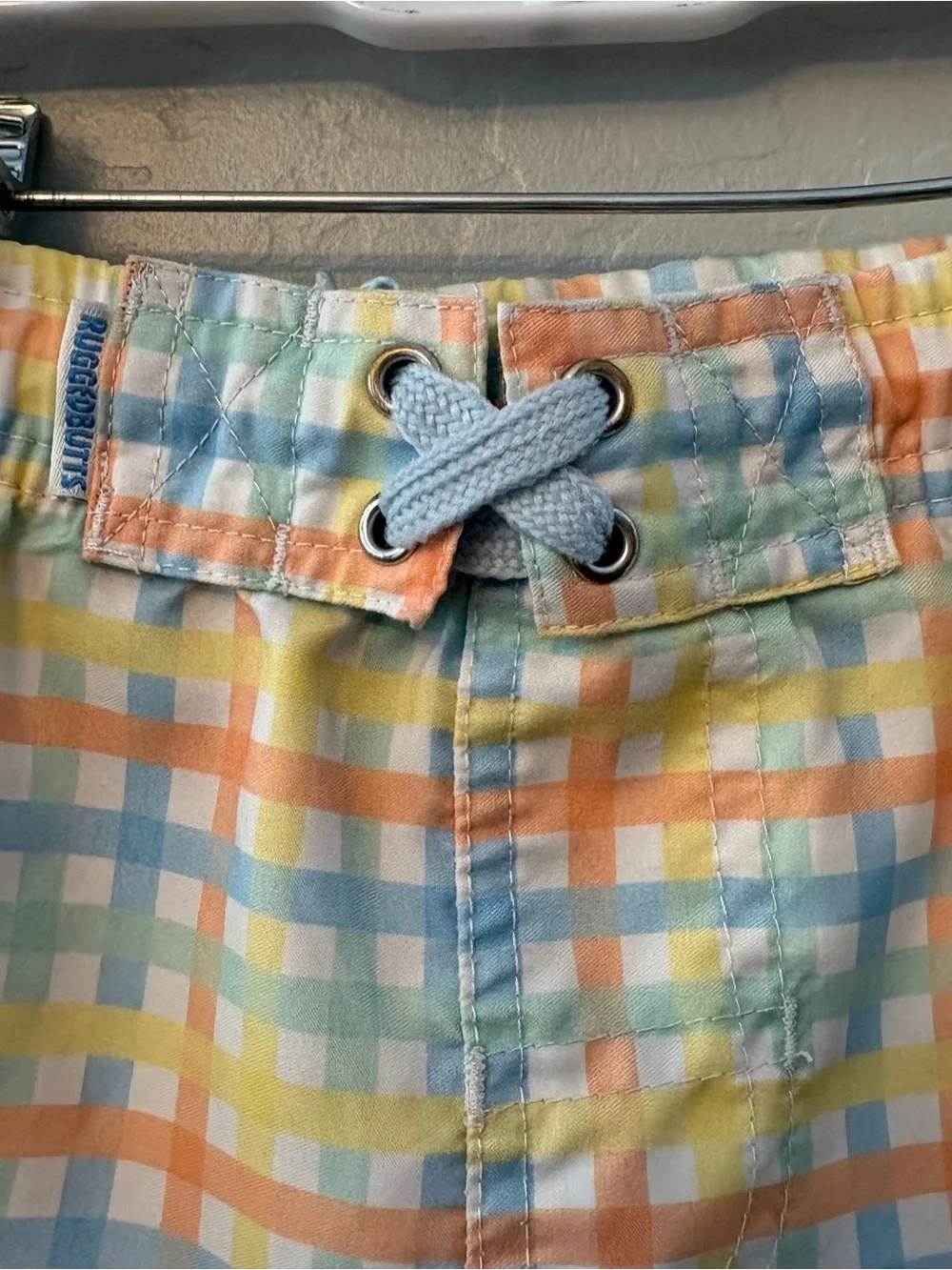 Ruggedbutts summertime gingham pastel swim trunks size 4t
